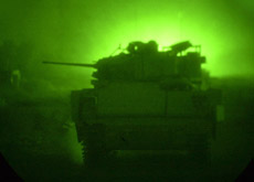 Tank seen through night vision device