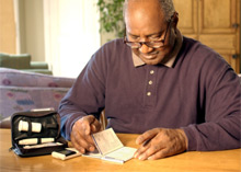 Man with a diabetes kit