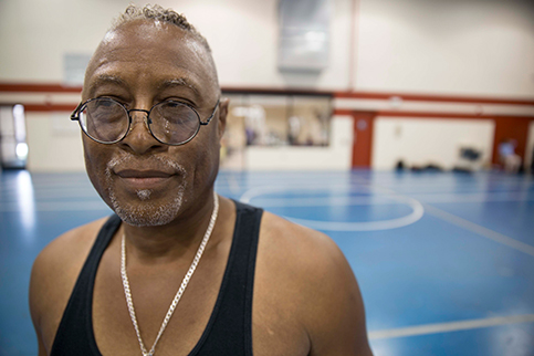 Portrait of a Veteran on a basketball