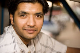 Closeup of young male veteran in a car