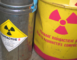 Canisters marked with radioactive material symbols Canisters marked with radioactive material symbols