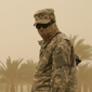 Soldier in desert combat gear